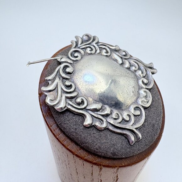 VTG Solid Sterling Silver 925 Ornate Scroll Design Pendant Size 1.25" Length - Picture 3 of 9